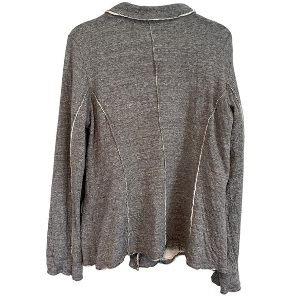 Eileen FIsher Double Layer Ripple Knit Notch Collar Blazer Heather Gray Medium - Picture 7 of 8